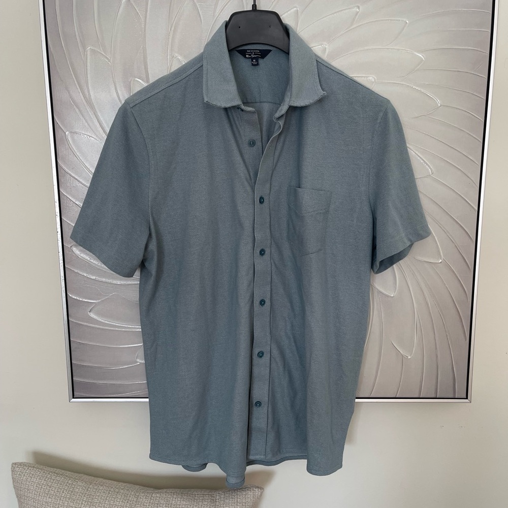 Ben Sherman Medium Men’s short sleeve button front shirt NWOT never worn teal